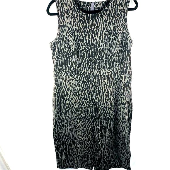 Talbots Animal‎ Print Gray and Black Scoop Neck Sheath Career Dress Size 12 - Picture 1 of 8